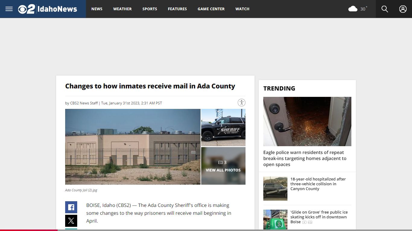 Changes to how inmates receive mail in Ada County | KBOI