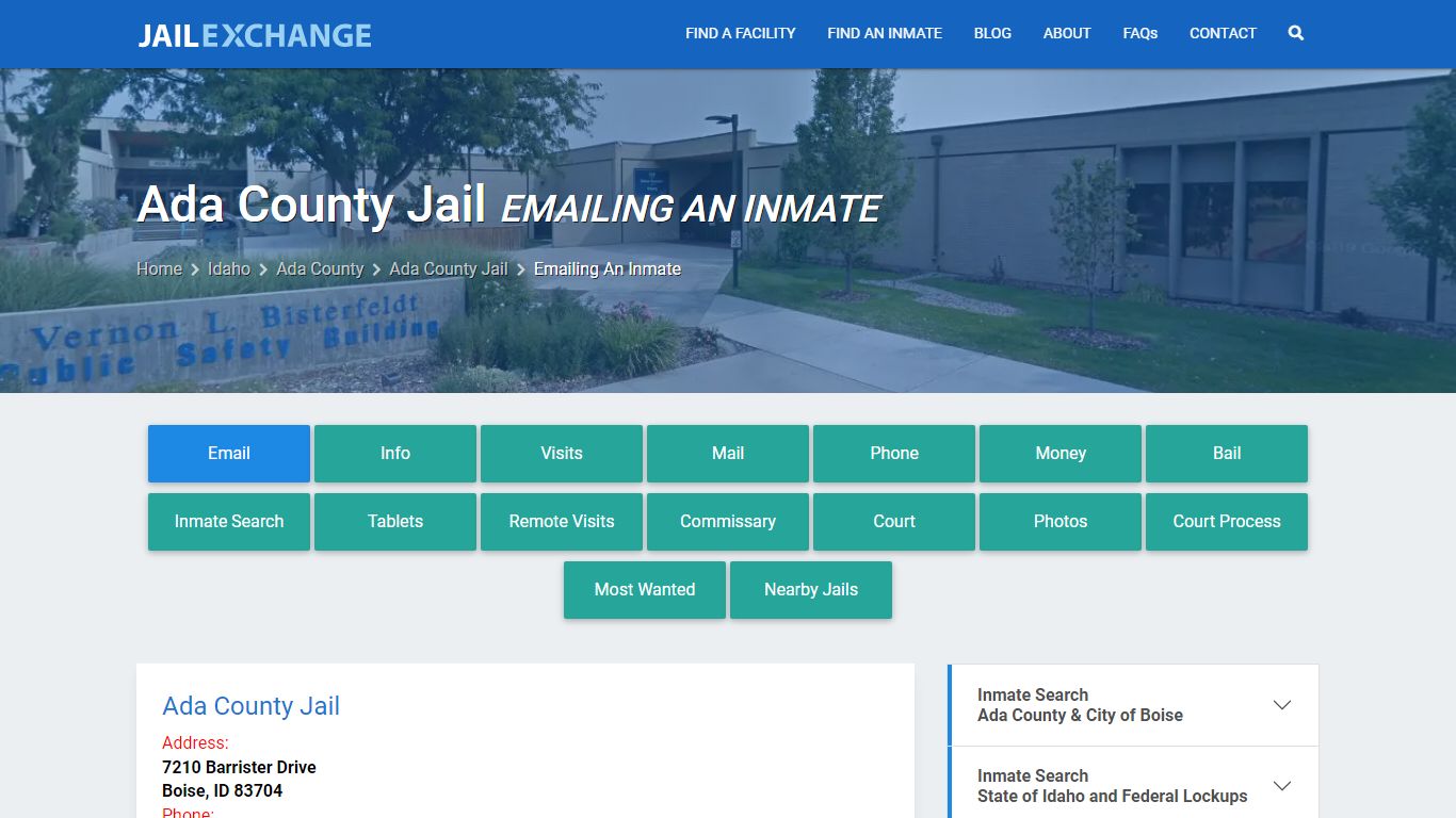 Inmate Text, Email - Ada County Jail, ID - Jail Exchange